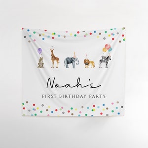 60&quot;x50&quot; Party Animals Backdrop Banner, Template, For Any Events, Party Animals Birthday, Wild One Animals | DC205