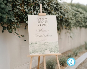 Winery Bridal Shower Welcome Sign Vino before Vows: Fall Bridal Shower (Editable Template) | DC349