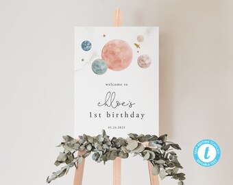 18x24 Sign Template, Any Event, Space First Birthday, Trip Around the Sun | DC209