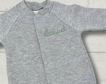 Pijama bordado personalizado para bebé: Pelele con pies 100 % algodón