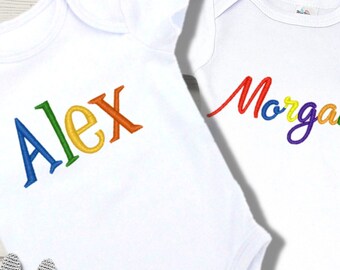 Body de bebé bordado personalizado, nombre colorido, regalo para baby shower, recién nacido