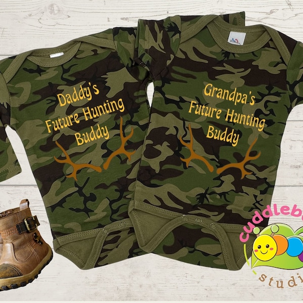 Baby camo outfit, Daddy's future hunting buddy, gift for newborn baby boy coming home outfit, 0-3 months boy outfit, 3-6 months baby boy