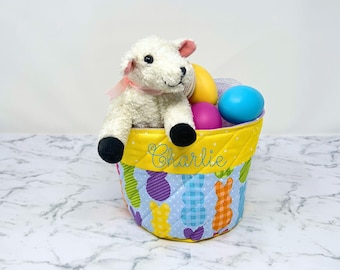 Canasta de Pascua acolchada de tela, regalo personalizado para la primera Pascua del bebé