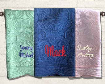 Edredón personalizado para bebé: Nombre bordado, manta de cuna de algodón