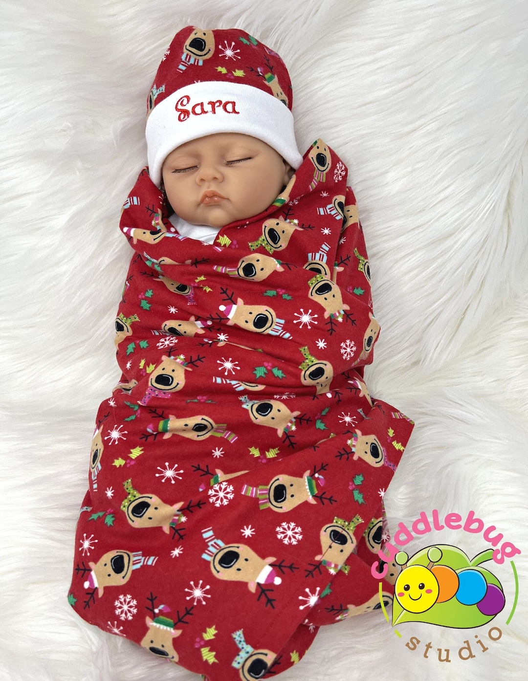 Christmas Swaddle Set, Newborn Coming Home Outfit Winter, Christmas