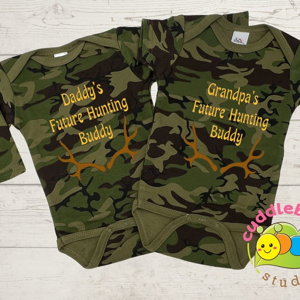 Baby camo, Daddy's future hunting buddy, baby hunting outfit, baby boy coming home outfit, baby gift for grandparents, baby boy clothes