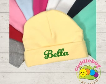Personalized Baby Beanie: Embroidered Cotton Knit Newborn Gift