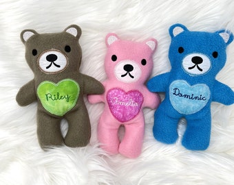 Osito de peluche personalizado hecho a mano: juguete sensorial de recuerdo para recién nacidos