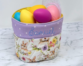 Canasta de Pascua acolchada de tela, regalo personalizado para la primera Pascua del bebé