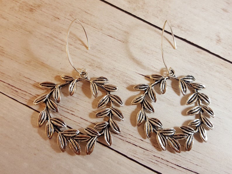 925 Sterling Silver Laurel Wreath Sterling Silver Earrings Wreath Earrings Silver Laurel Wreath Botanical Laurel Wreath Jewelry