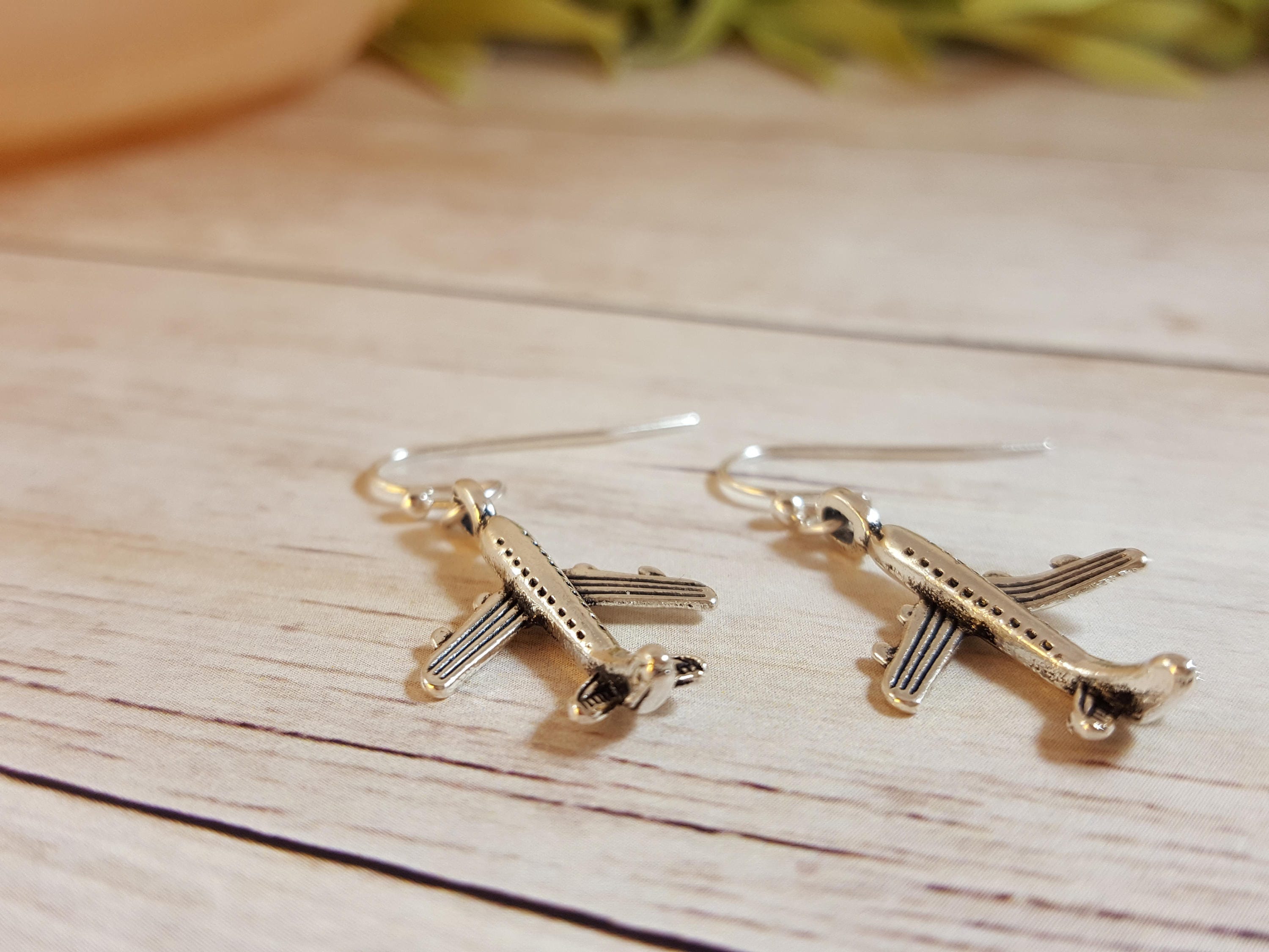 Plane Earrings 925 Sterling Silver Jet Earrings Plane Etsy