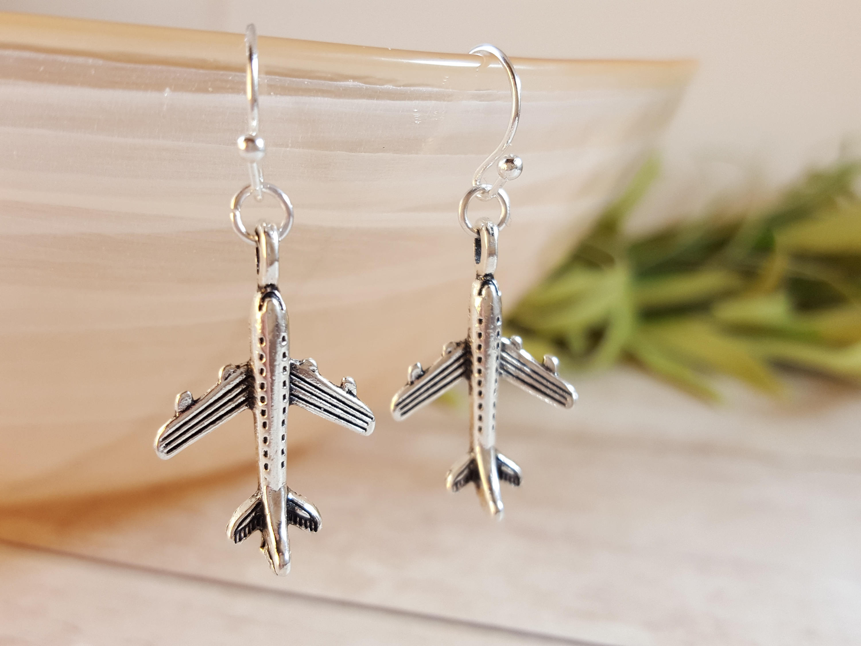 Plane Earrings 925 Sterling Silver Jet Earrings Plane Etsy
