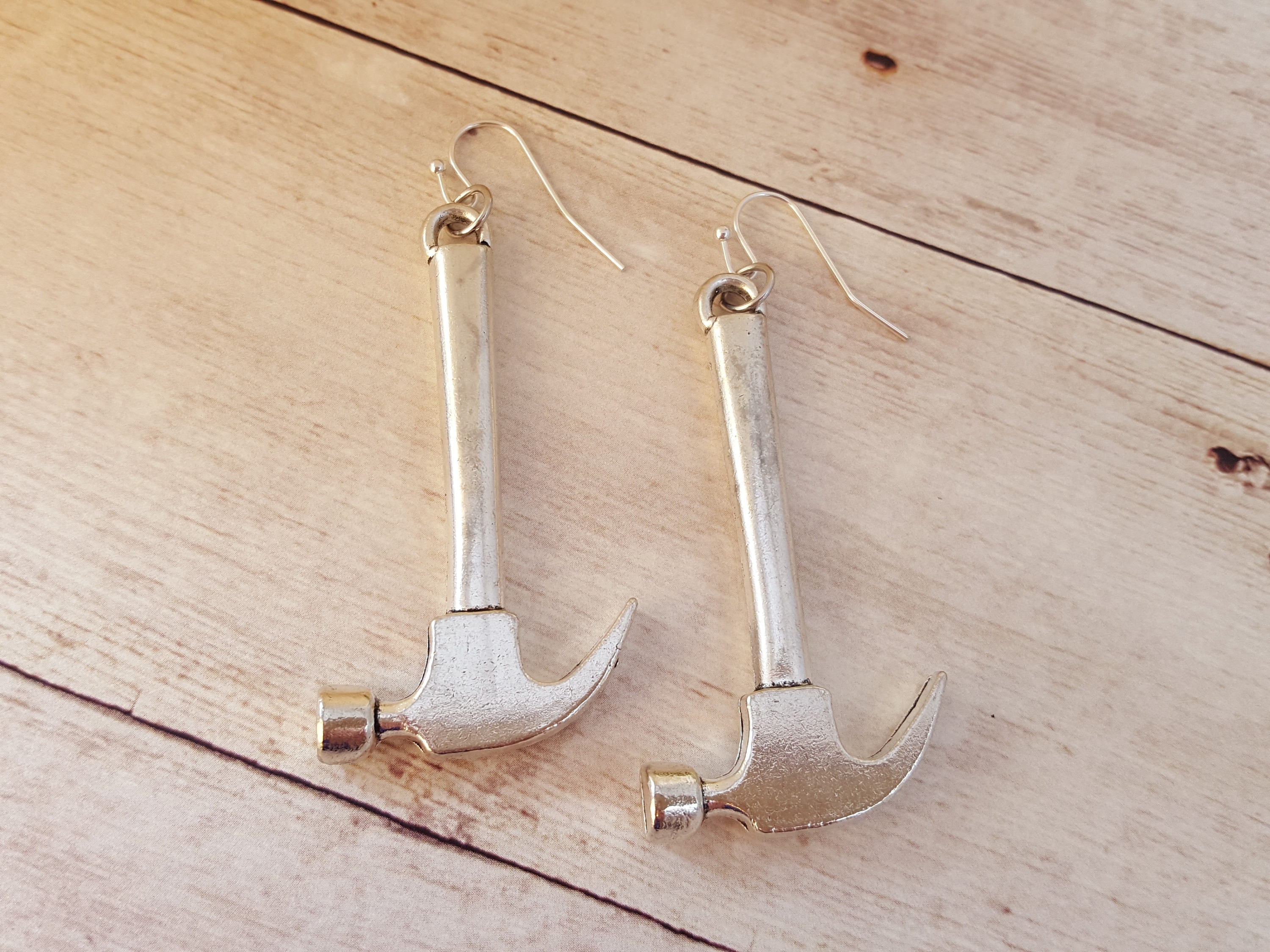 Hammer Earrings Large Sterling Silver Hammer Earrings Do it Etsy