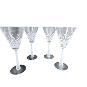 Vintage Mikasa Wind Drift Crystal Wine Goblets Glasses Set Of 4 1980s Stemware 8 Oz