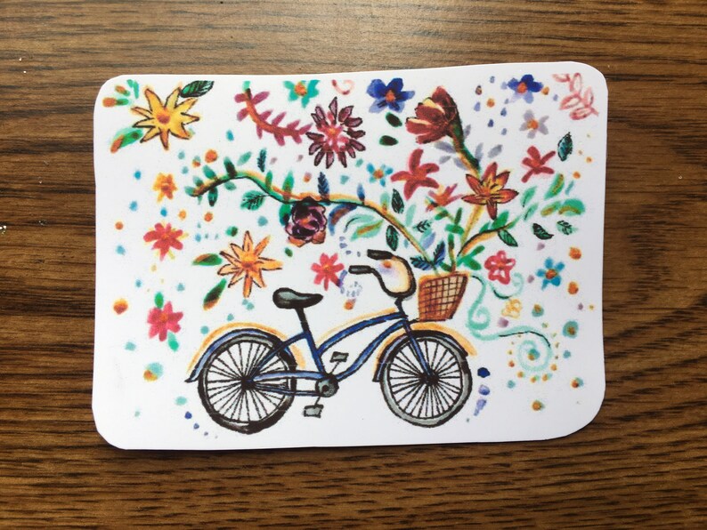 Bicycle with Flowers Vinyl Sticker Bicycle Laptop Sticker Etsy