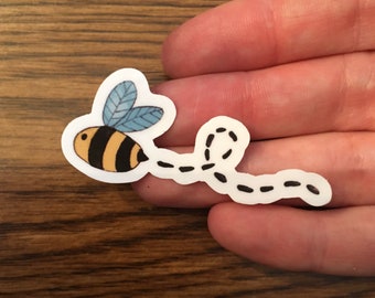 Mini Bee Vinyl Sticker, Bee Laptop Sticker