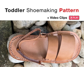 Toddler Leather Sandals Printable Pattern DIY Learn Shoemaking Download Print PDF File Make Shoes By Hand Step-By-Step Instructional Video