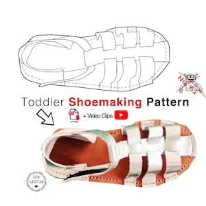 Boy&Girl Toddler Leather Sandals Shoemaking Pattern with step by step tutorial video clips