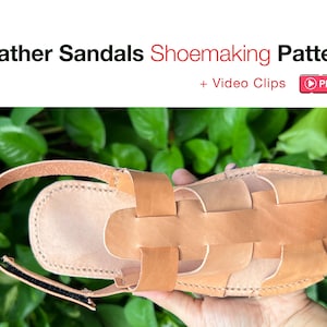 Leather Sandals Printable Pattern DIY Learn Handcrafting Shoemaking Download Print PDF How To Make Your Own Shoes By Hand Step-By-Step Video