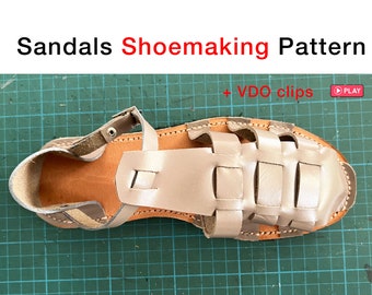 Leather Sandals Printable Pattern DIY Learn Handcrafting Shoemaking Download Print PDF How To Make Your Own Shoes By Hand Step-By-Step Video