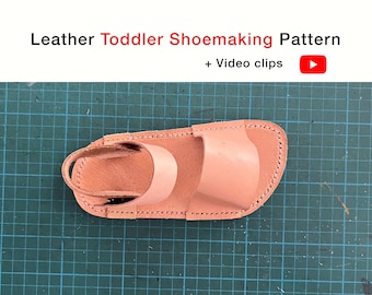 Toddler Leather Sandals Printable Pattern DIY Shoemaking Download Print PDF File Handcrafting How To Make Shoes Step-By-Step Tutorial Video