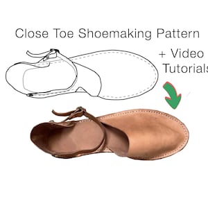 Patrón imprimible para sandalias de tiras de cuero con punta cerrada para mujer