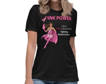Pink Crusader borstkanker vrouwen ontspannen (donkere kleuren) T-shirt 1