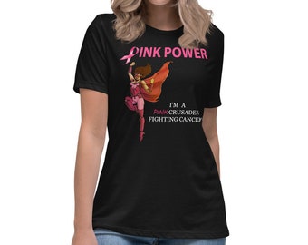 Pink Crusader borstkanker vrouwen ontspannen (donkere kleuren) T-shirt 2