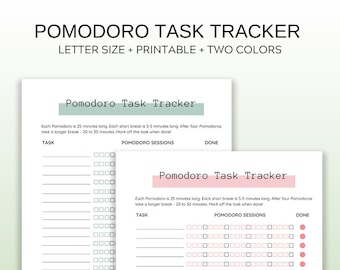 Pomodoro Task Tracker Printable: Time Management Organizer (PDF)