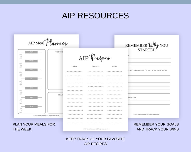 Autoimmune Protocol Tracking Kit, AIP Food List, Phone Wallpaper ...