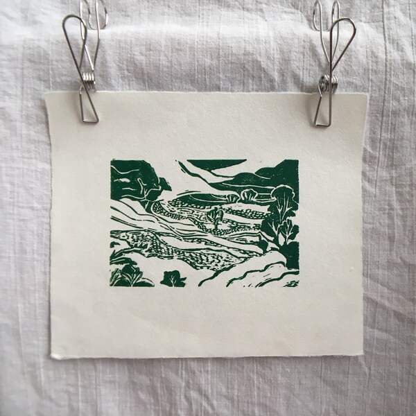 Rice Paddies and Trees Linocut Print, 2 of 3