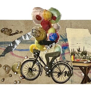 THE CHARM CART フロリダのバケーション 自転車 アイスクリーム アイスキャンディー アーム カラフル コラージュ - スティーブン タンネンバウム