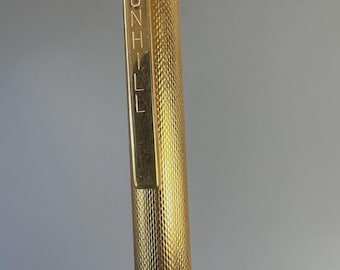 Bolígrafo Dunhill vintage chapado en oro con diseño de cebada, fabricado en Alemania, de lujo para escritura. Tal cual.