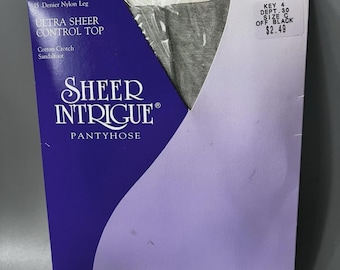 Vtg Sheer Intrigue Control Top Pantyhose Off Black Size C Sandalfoot Kmart NIP