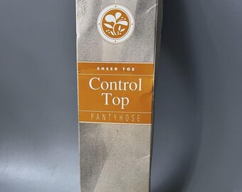 Vtg Safeway Control Top Pantyhose Sheer Toe Suntan Size Q Queen NIP New 1980s