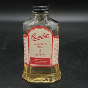 Vtg Coralie Cleaning Fluid Bottle Fieth Brothers Kansas City Glass Prop image 1
