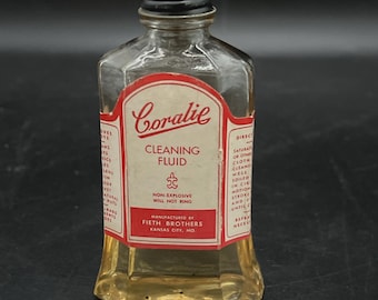 Vtg Coralie Cleaning Fluid Bottle Fieth Brothers Kansas City Glass Prop