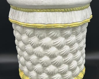 Vtg Italian Majolica Ceramic Garden Stool Regency Seashell Grotto Side Table 14"