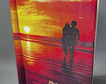 Vtg 1970s Sunset Beach Couple Self Adhesive Photo Album Magic Magnetic Korea