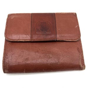 Cartera vintage Rolfs de cuero marrón de tres pliegues