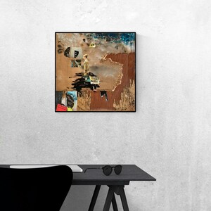 オリジナルコラージュ絵画：女性、男性、島々 - スティーブン・タンネンバウム・アート