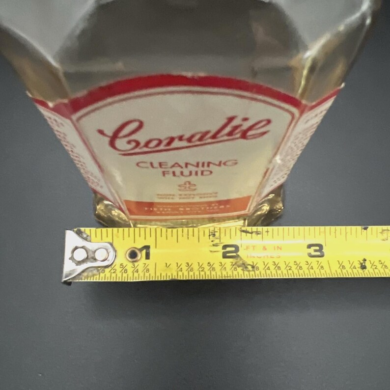 Vtg Coralie Cleaning Fluid Bottle Fieth Brothers Kansas City Glass Prop image 10