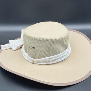 Vtg Kool Aussie Acoolah Lightweight Mesh Sun Hat - Squashes Flat! - Tan sz S 22"