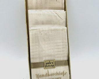 Pañuelos vintage beige tostado con rayas sutiles para caballeros (paquete de 3)