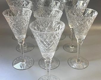 Vtg Waterford Crystal Templemore Water Goblets Wine Glasses - Set of 11 - 8.25"