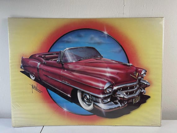 Vintage 1982 Mike Pickel Lith Yellow Poster - GM059 1953 Red
