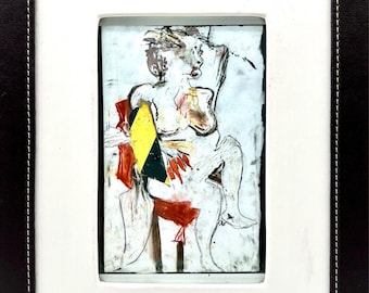 PENSAMIENTOS CRUELES Impresión de pintura de figura femenina desnuda - Enmarcada 7.5 x 9.5"