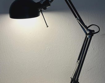 IKEA FORSÅ Lampe de travail de bureau d'architecte noire, bras réglable, métal articulé MCM