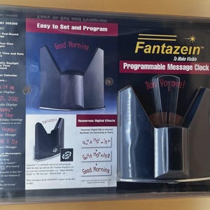 Vtg Fantazein Programmerbar Flytande Meddelandeklocka Modell U2100S LED-Stav NIB