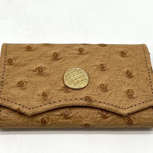Cartera vintage de piel de vaca de la Princesa Garner, marrón y dorada (8,9 x 5,6 cm)
